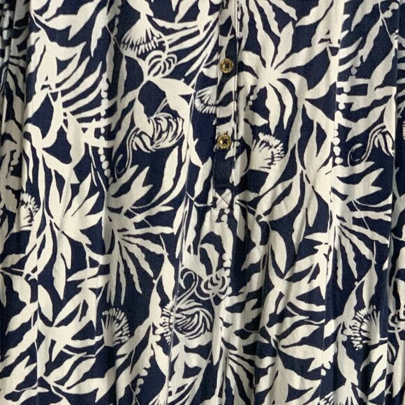 Lilly Pulitzer Flocking to Paradise Norris Dress Navy Blue Bell Sleeves Large - Picture 3 of 4